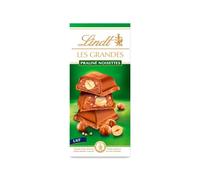LINDT - Chocolat Lait Gourmand aux Noisettes Torréfiées, Texture Pralinée Fondante (225g) - Le lot de 3