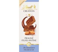 LINDT - Chocolat Lait Onctueux au Praliné et Feuillantine Croquante, Plaisir Gourmand (120g) - Le lot de 4