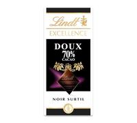 LINDT - Chocolat Noir Doux 70% Intense et Fondant, Saveur Prestige pour Gourmets (Tablette 100g) - Le lot de 4