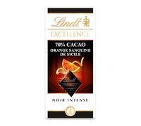 LINDT - Chocolat Noir Intense 70% aux Notes d’Orange Sanguine, Texture Fondante (100g) - Le lot de 4
