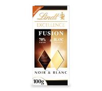 LINDT - Chocolat Noir Intense 70% Fusionné au Blanc Crémeux, Texture Fondante (Tablette 100g) - Le Lot De 3