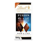 LINDT - Chocolat Noir Intense 85% avec Fleur de Sel et Lait, Alliance Gourmande Fondante (100g) - lot de 3 - Vendu par Lot
