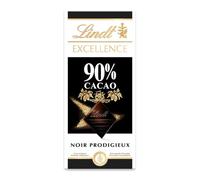 LINDT - Chocolat Noir Intense 90% pour Gourmands Raffinés, Texture Fondante (Tablette 100g) - Lot de 4 - vendu par Lot
