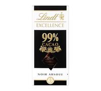 LINDT - Chocolat Noir Intense 99% Cacao, Goût Puissant et Texture Fondante (Tablette 50g) - Le lot de 4