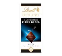 LINDT - Chocolat Noir Intense à la Fleur de Sel, Saveur Équilibrée et Texture Fondante (Tablette 100g) - Le Lot De 4