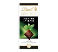 LINDT - Chocolat Noir Intense à la Menthe Fraîche, Gourmandise Fondante et Rafraîchissante (Tablette 100g) - Le Lot De 4