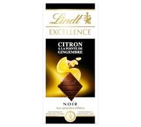 LINDT - Chocolat Noir Intense au Citron et Gingembre, Fraîcheur Epicée et Texture Fondante (100g) - Lot de 4 - vendu par Lot