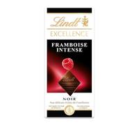 LINDT - Chocolat Noir Intense aux Framboises Gourmandes, Texture Fondante (Tablette 100g) - Lot de 4 - vendu par Lot