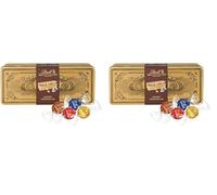 Lindt - Coffret LINDOR Tradition Or en métal - Assortiment de Chocolats au Lait, Lait-Noisettes, Noirs et Blancs - Cœur Fondant - 400 g (Lot de 2)