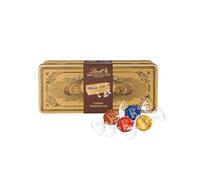 Lindt - Coffret LINDOR Tradition Or en métal - Assortiment de Chocolats au Lait, Lait-Noisettes, Noirs et Blancs - Cœur Fondant - 400 g