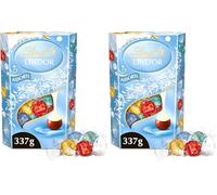Lindt - Cornet LINDOR Assorti Cœurs Blancs et Lait - Assortiment de Chocolats au Lait, Blancs, Cœur Blanc et Noix de Coco - Cœur Fondant - Idéal pour Noël, 337g (Lot de 2)