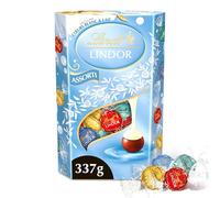 Lindt - Cornet LINDOR - Assortiment de Chocolats au Lait, Blancs, Cœur Blanc et Noix de Coco - Cœur Fondant - Idéal pour Noël, 337g