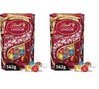 Lindt - Cornet LINDOR - Assortiment de Chocolats au Lait, Blancs, Double Chocolat, Caramel Pointe de Sel - Cœur fondant - Idéal pour Noël, 562g (Lot de 2)