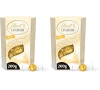 Lindt - Cornet LINDOR - Assortiment de Chocolats Blancs - Cœur fondant - Idéal pour Noël, 200g (Lot de 2)