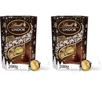 Lindt - Cornet LINDOR - Assortiment de Chocolats Noir 70% - Cœur fondant - Idéal pour Noël, 200g (Lot de 2)