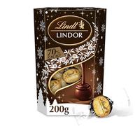 Lindt - Cornet LINDOR - Chocolat Noir 70% - Cœur fondant - Idéal pour Noël, 200g