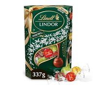 Lindt - Cornet LINDOR Edition Ruban Festif - Assortiment de Chocolats au Lait, Blancs, Double Chocolat et Pistaches - Cœur Fondant - Idéal pour Noël, 337g