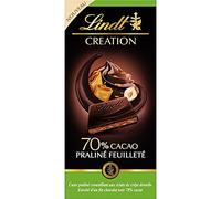LINDT - Création Noir 70% Praliné Feuilleté 145G - Lot De 4