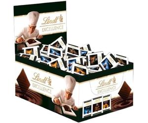 Lindt - Distributeur de carrés de chocolat noir EXCELLENCE 70% Cacao, Fleur de Sel et Caramel Pointe de Sel, 100x10g