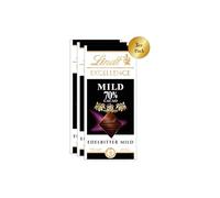 Lindt Chocolat EXCELLENCE doux 70% cacao - chocolat doux et amer, lot de 3 tableaux de 100 g - chocolat amer extra doux - Saveur de cacao intense | Chocolat foncé, végétalien