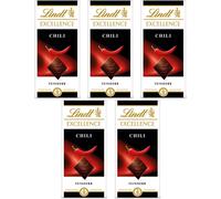 Lindt Excellence Chili Chocolat amer fin au chili 100g paquet de 5