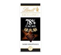 LINDT EXCELLENCE - Chocolat Noir Intense 78%, Saveur Riche et Fondante, Tablette 100g - Le Lot De 4