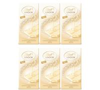 Lindt Lindor Blanc Tablette fourrée au chocolat fondant 100g Paquet de 6