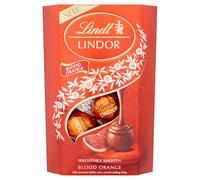 Lindt Lindor Boîte à truffes au chocolat au lait Orange sanguine - Environ 16 boules, 200 g - Truffes au chocolat avec un remplissage fondant lisse - Cadeau - Pâques, anniversaire, félicitations