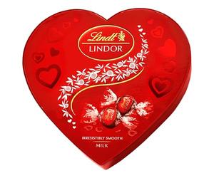 Lindt Lindor Coffret cadeau en forme de cœur truffes au chocolat au lait 200 g