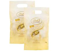 Lindt Lindor sacs blancs, remplis de boules Lindor en chocolat blanc Lindt fourré à fondre dans la bouche, 2 x 1kg