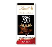 Lindt Lot de 2 Tablettes EXCELLENCE Chocolat Noir 78% Cacao 2x100g | Chocolat Noir • 78% Cacao • Fondant • Moment de plaisir.