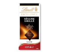 Lindt Lot de 2 Tablettes EXCELLENCE Chocolat Noir Sésame Grillé 2x100g | Chocolat Noir • Sésame • Lot • Torréfié • Croustillant • Gourmand • Moment de plaisir.