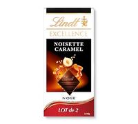 Lindt - Lot de 2 Tablettes EXCELLENCE Noir Noisette Caramel - Chocolat Noir, 2x100g