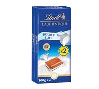 Lindt - Lot de 2 Tablettes L’AUTHENTIQUE - Chocolat Double Lait, 2x100g