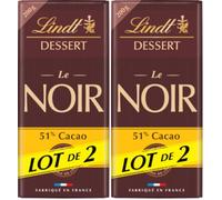 Lindt - Lot de 2 Tablettes Lindt DESSERT 51% Cacao - Chocolat Noir à Pâtisser, 2x200g