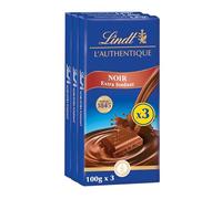 Lindt - Lot de 3 Tablettes L’AUTHENTIQUE - Chocolat Noir Extra Fondant, 3x100g