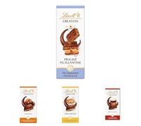 Lindt - Lot de 4 tablettes CRÉATION Praliné Feuilleté, Caramel, Crème Brûlée, Irish Coffee, 560g