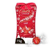 Lindt - Mini Boîte Cadeau LINDOR Lait - Assortiment de Chocolats au Lait - Cœur Fondant - Idéal pour Noël, 75g