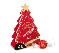 Lindt - Mini Sapin LINDOR Lait - Assortiment de Chocolat au Lait - Cœur Fondant - Idéal pour Noël, 37g