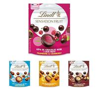 Lindt - Mix Snacking SENSATION Céréales Soufflées Lait, Céréales Soufflées Noir, Céréale Grillée Pop-Corn, Framboise et Cranberry, 580g
