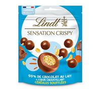 LINDT Sachet de billes Chocolat au lait cœur céréales souflées - Sensation Crispy - 140 g