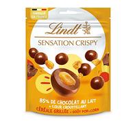 Lindt - Sachet de billes Céréale Grillée SENSATION CRISPY - Chocolat au Lait Goût Pop-Corn, 140g