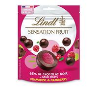 Lindt - Sachet de billes Framboise & Cranberry SENSATION FRUIT - Chocolat Noir, 160g
