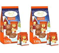 Lindt - Sachet de Mini-Moulages individuels fourrés TEDDY - Chocolat au Lait et cœur céréales croustillantes - Idéal pour Noël, 130 g (Lot de 2)