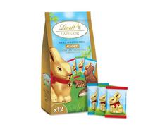 Lindt - Sachet de Moulages LAPIN OR - Assortiment de Chocolats Double lait, Noisette et Caramel salé - Idéal pour Pâques, 130g