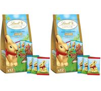 Lindt - Sachet de Moulages LAPIN OR - Assortiment de Chocolats Double lait, Noisette et Caramel salé - Idéal pour Pâques, 130g (Lot de 2)