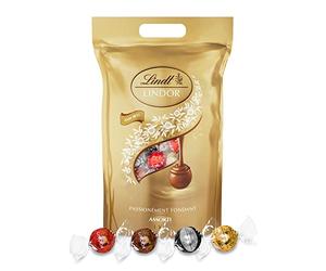 Lindt - Sachet Grand format LINDOR - Assortiment de Chocolats au Lait, Noir 60%, Blanc et Lait-Noisettes - Cœur Fondant, 1kg