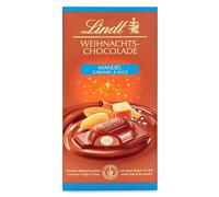 Lindt Tableau de chocolat de Noël avec amande caramel et sel - 100 g - Cadeau de Noël