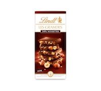 Lindt - Tablette 34% Noisettes LES GRANDES - Chocolat Noir, 150g