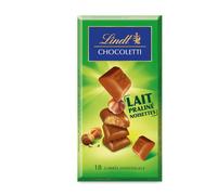 LINDT Tablette chocoletti lait praline 100 g